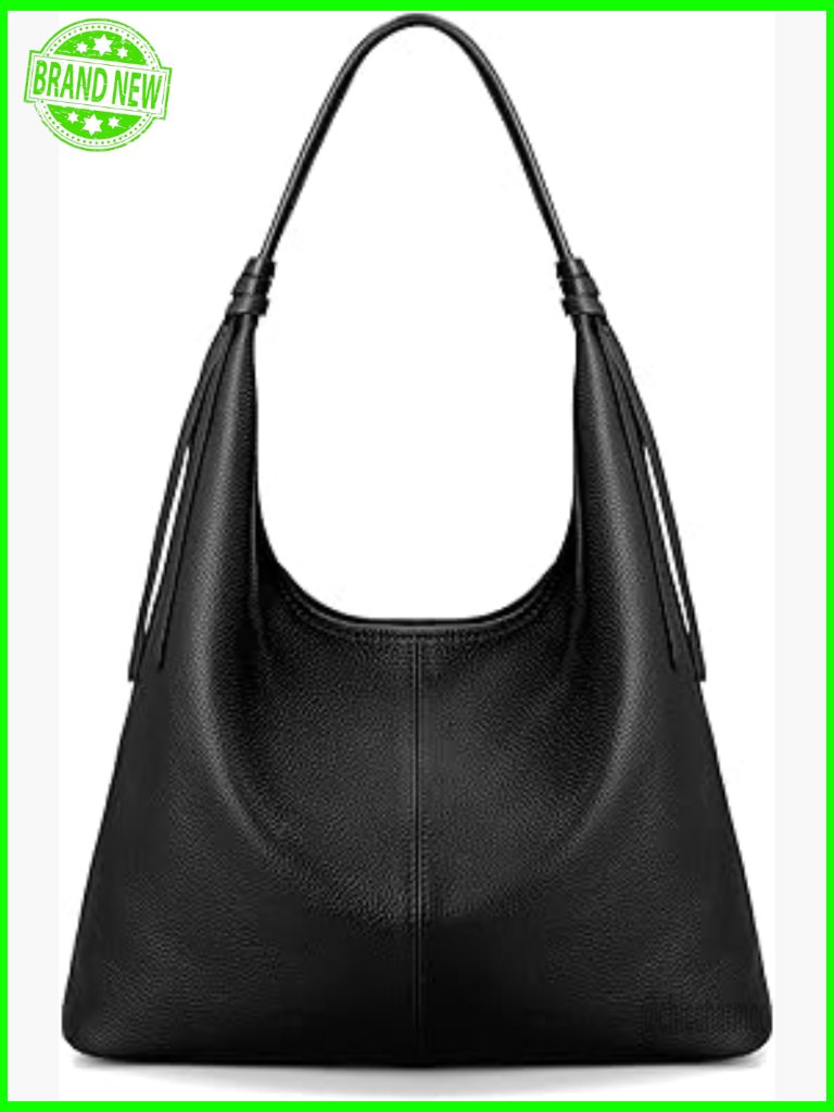 Genuine Leather Slouchy Hobo Tote With Magnetic Closure, 8.8l Capacity